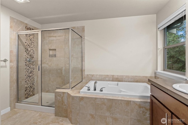3530 128th St SE, Everett, WA 98208 - full bathroom with a shower stall, a bath, and vanity
