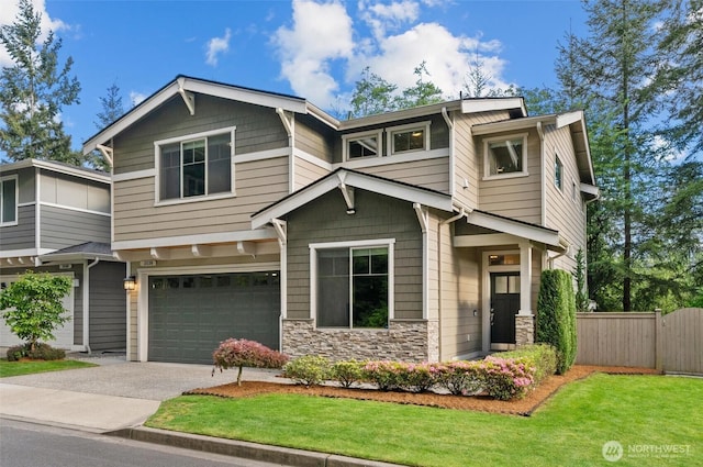 3530 128th St SE, Everett, WA 98208 - craftsman inspired home featuring a garage, stone siding, and concrete driveway