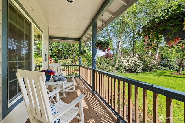 balcony featuring a porch