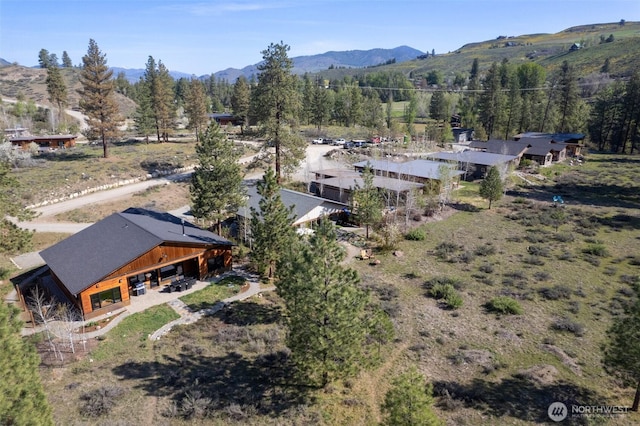 aerial view featuring a mountain view