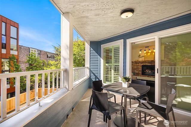balcony featuring a porch