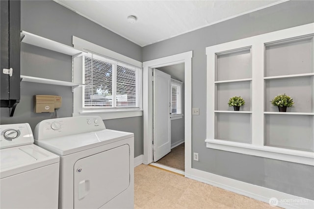 314 E Okanogan Ave, Chelan, WA 98816 - laundry room featuring washer and dryer and baseboards