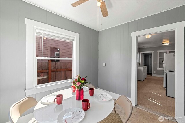 314 E Okanogan Ave, Chelan, WA 98816 - dining space featuring ceiling fan and light tile patterned flooring