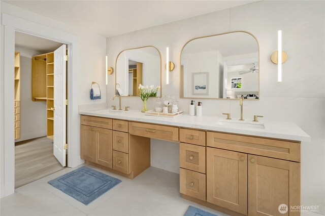 24858 NE 1st Pl, Sammamish, WA 98074 - bathroom with double vanity and ceiling fan