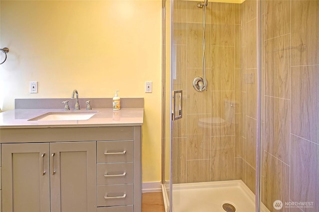 566 Sundin Dr, Camano Island, WA 98282 - full bathroom featuring vanity and a shower stall