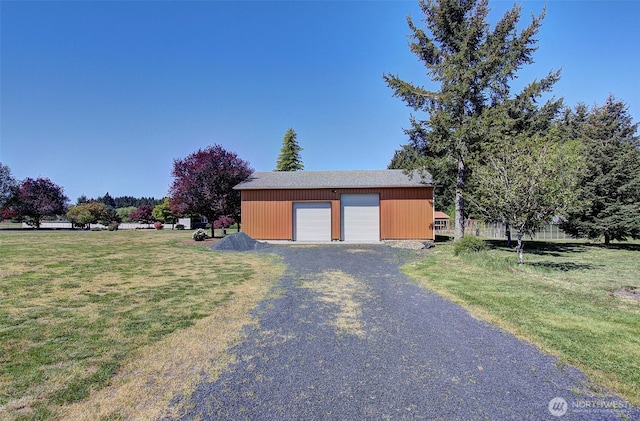 view of detached garage