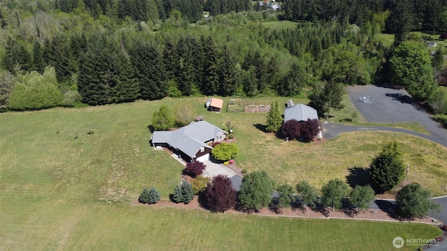 aerial view with a forest view