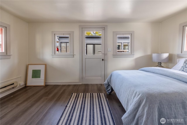 2035 Fairview Ave E Unit D, Seattle, WA 98102 - bedroom featuring baseboards, dark wood-style floors, and baseboard heating