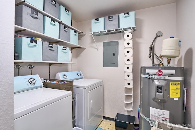 10822 SE 260th St Unit 2B1, Kent, WA 98030 - washroom with electric panel, laundry area, washing machine and dryer, baseboards, and water heater