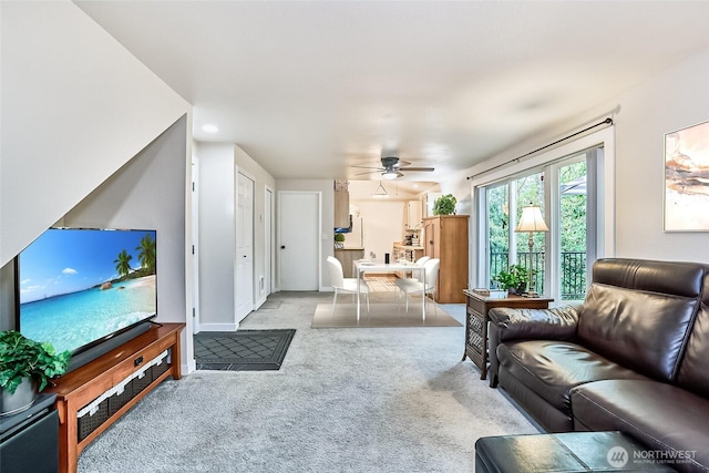 10822 SE 260th St Unit 2B1, Kent, WA 98030 - carpeted living area featuring a ceiling fan