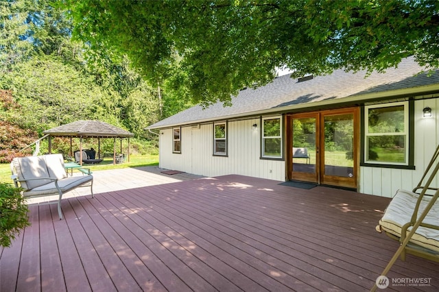deck featuring a gazebo