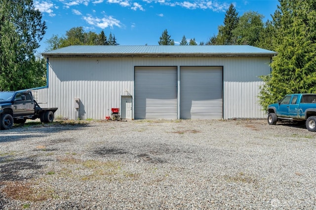 view of detached garage