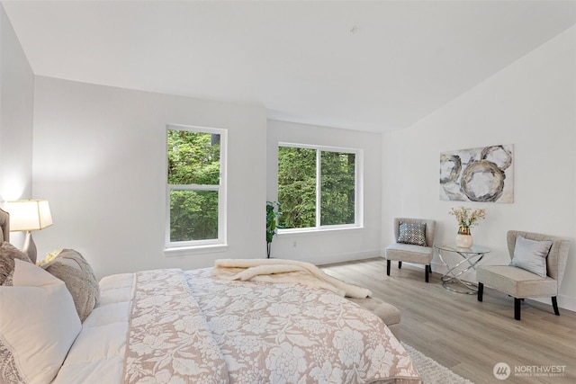 3758 257th Ave SE Unit 4-4, Issaquah, WA 98029 - bedroom featuring light wood-type flooring, baseboards, and lofted ceiling