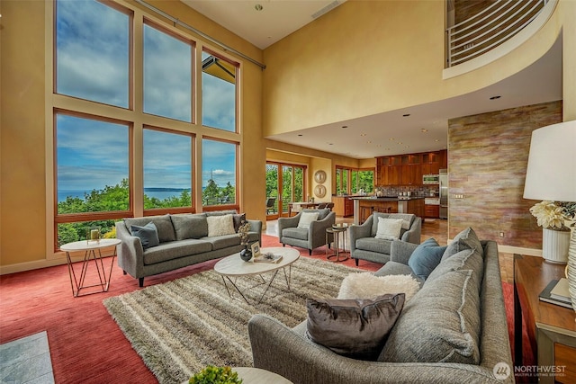 7212 164th St SW, Edmonds, WA 98026 - living area with baseboards and a towering ceiling
