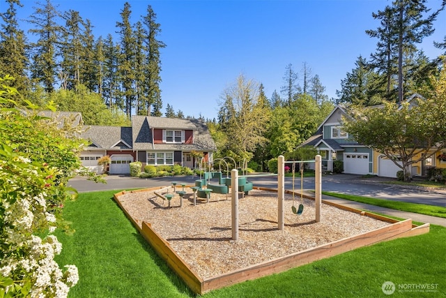community playground with a yard