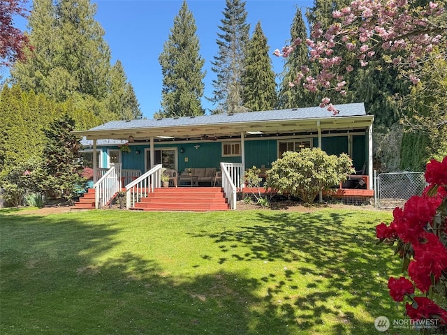 401 Dungeness Mdws, Sequim, WA 98382 - rear view of property with a wooden deck