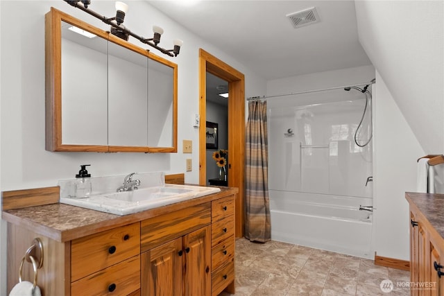 69 Ross Rd, Twisp, WA 98856 - bathroom with vanity and shower / tub combo with curtain