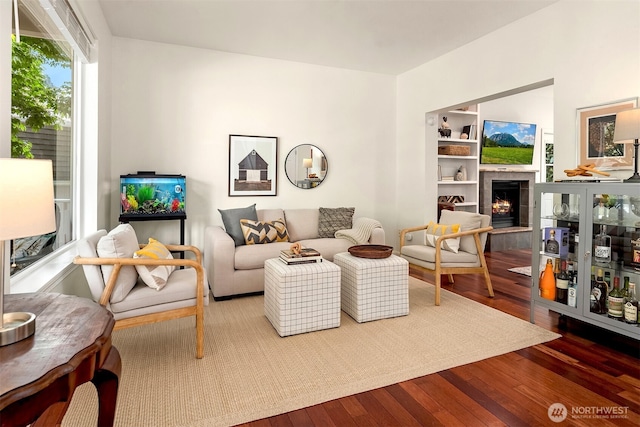 545 SE Lewis St, Issaquah, WA 98027 - living room with a tiled fireplace and wood-type flooring