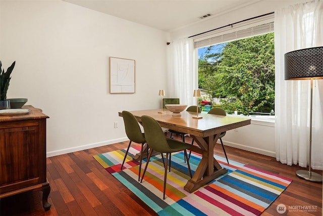 545 SE Lewis St, Issaquah, WA 98027 - dining room with visible vents, dark wood-style flooring, and baseboards