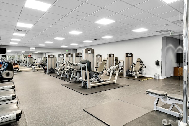 2121 Terry Ave Unit N1203, Seattle, WA 98121 - gym featuring a drop ceiling and baseboards