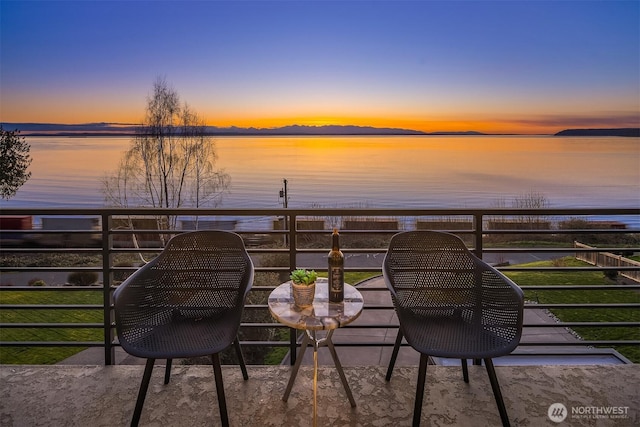 balcony with a water view