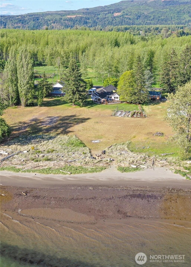 47 W Sunny Sands Rd, Cathlamet, WA 98612 - birds eye view of property with a wooded view