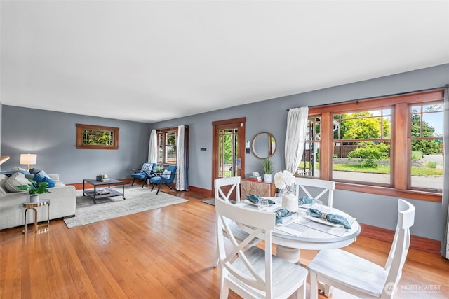 dining area with light wood finished floors
