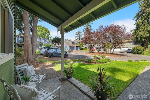 view of patio featuring a residential view