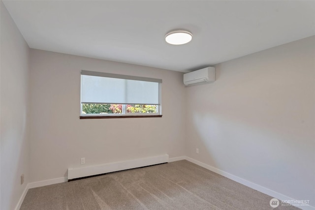 18215 3rd Pl SW, Normandy Park, WA 98166 - unfurnished room with a baseboard radiator, a wall mounted AC, carpet floors, and baseboards