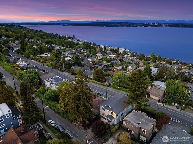 aerial view at dusk of a water view