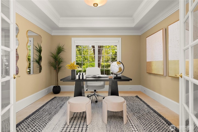 2530 39th Ave E, Seattle, WA 98112 - office space featuring french doors, crown molding, and a raised ceiling