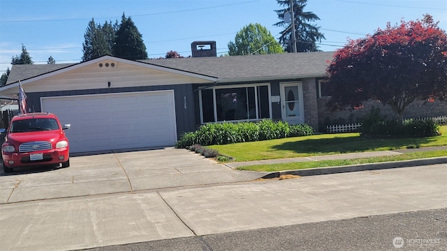 3129 Hudson St, Longview, WA 98632 - ranch-style house featuring an attached garage, a front yard, concrete driveway, and roof with shingles