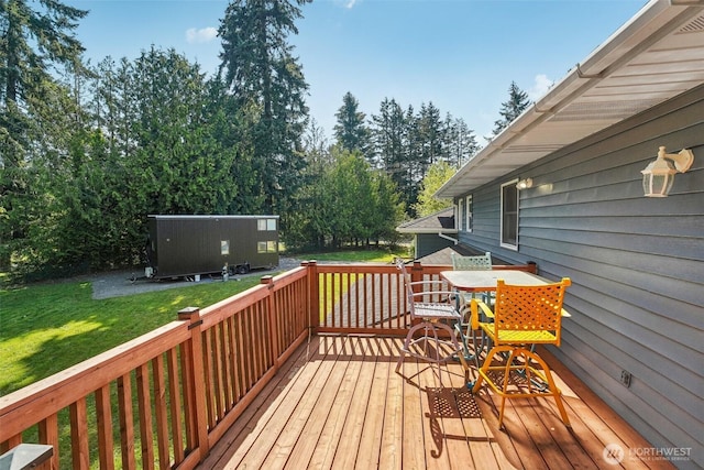 3420SW 344th St, Federal Way, WA 98023 - wooden terrace featuring a yard and outdoor dining space