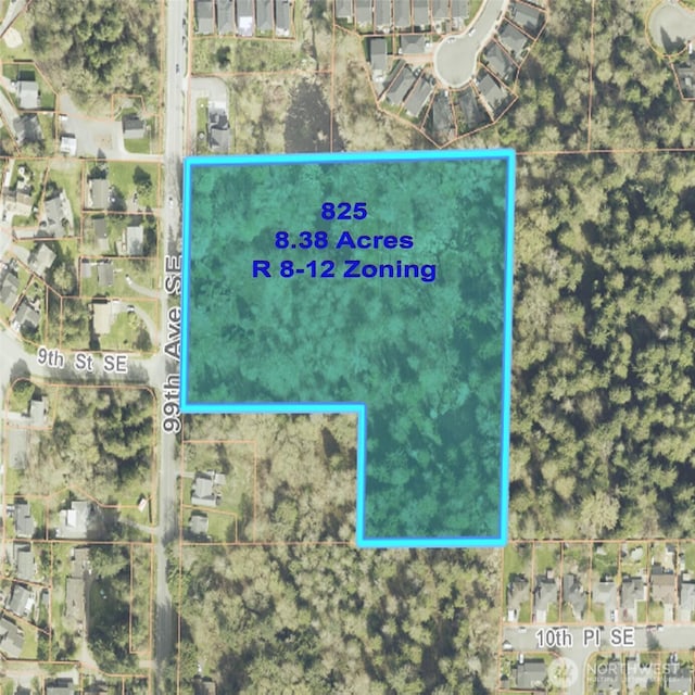 aerial view of property's location with property parcel outlined