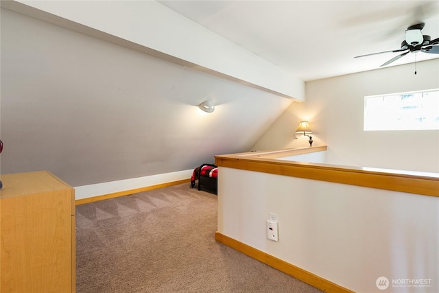 12026 Shuksan Rim Dr, Deming, WA 98244 - additional living space featuring a ceiling fan, carpet, baseboards, and lofted ceiling