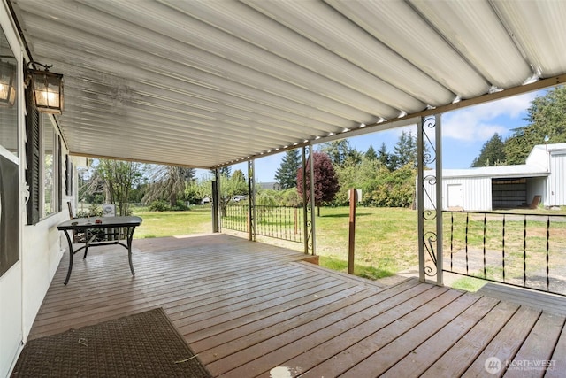 252 Romerman Rd, Chehalis, WA 98532 - wooden deck featuring an outdoor structure and a lawn