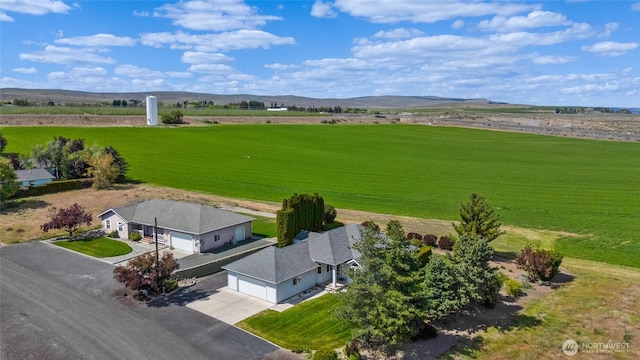 birds eye view of property with a rural view