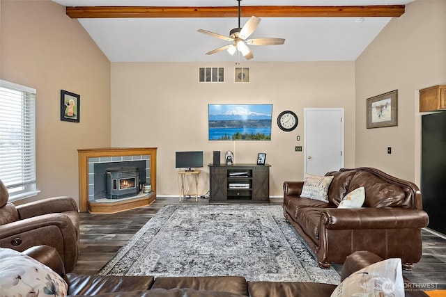 living area featuring wood finished floors, ceiling fan, and baseboards