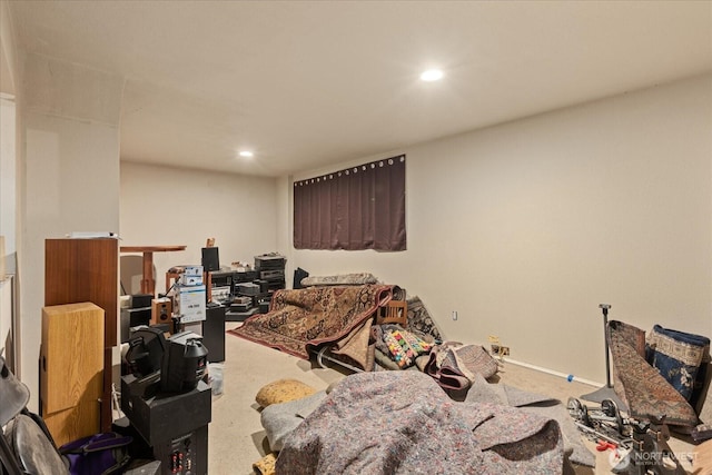 living room with recessed lighting