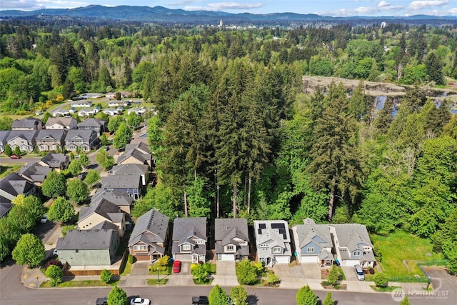 1517 Onyx St SE, Olympia, WA 98501 - bird's eye view with a mountain view, a view of trees, and a residential view
