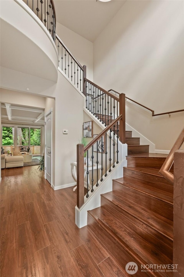 1517 Onyx St SE, Olympia, WA 98501 - staircase with baseboards and wood finished floors