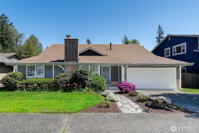 2656 168th Ave NE, Bellevue, WA 98008 - single story home featuring a chimney, a garage, driveway, and roof with shingles