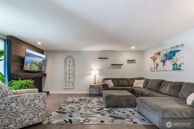 2656 168th Ave NE, Bellevue, WA 98008 - living room with wood finished floors, baseboards, and recessed lighting