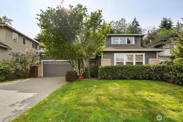 15210 SE 75th Ave, Snohomish, WA 98296 - view of front of home featuring driveway, a garage, a front lawn, and brick siding
