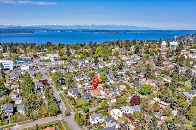 7351 32nd Ave SW, Seattle, WA 98126 - aerial view of property and surrounding area with a water and mountain view and nearby suburban area