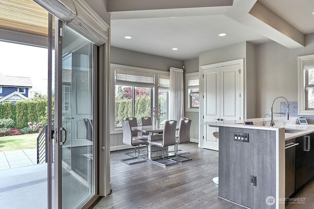 3319 Burnett Ave N, Renton, WA 98056 - kitchen with plenty of natural light, wood finished floors, light countertops, and recessed lighting