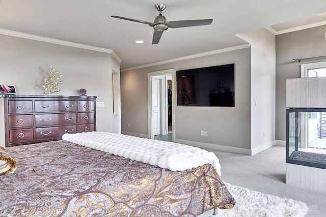 3319 Burnett Ave N, Renton, WA 98056 - bedroom with carpet floors, ornamental molding, multiple windows, and ceiling fan