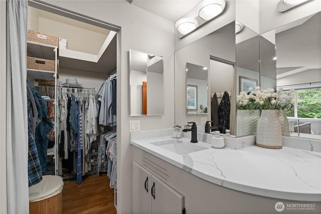 10811 164th Pl NE, Redmond, WA 98052 - bathroom with vanity, wood finished floors, and a spacious closet
