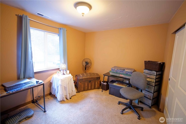 office area featuring carpet
