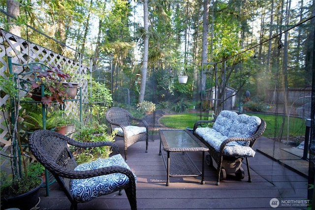deck with an outdoor living space